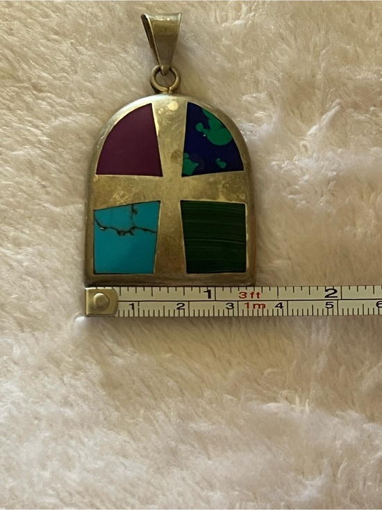 Silpada Jewelry - Sterling Multi-Stone Inlay Pendant - Vibrant turquoise, malachite, azurite